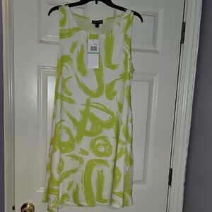 NWT Nina Leonard Stylish Green and White Dress